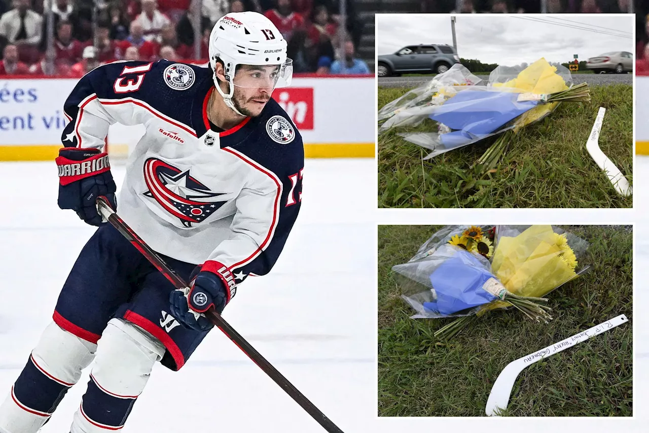 Johnny Gaudreau mourners honor late Blue Jackets star with roadside memorial at site of crash