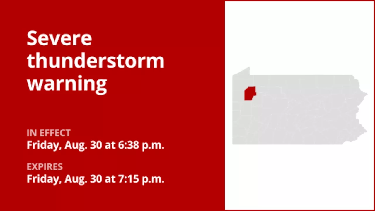 Update: Thunderstorms with damaging winds and quarter-sized hail in Venango County Friday