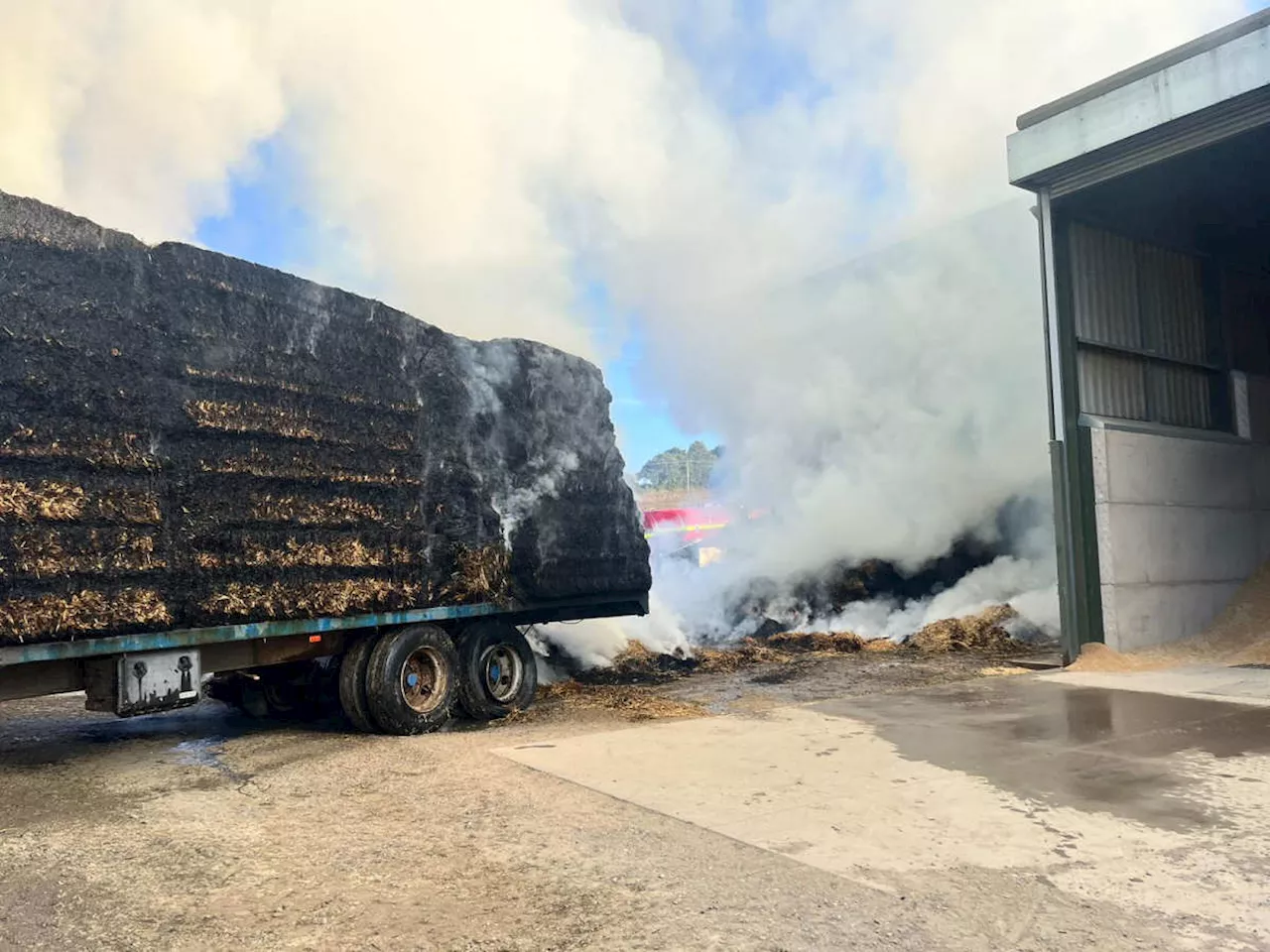 Fire crews attend barn fire involving 30 tonnes of straw near Much Wenlock