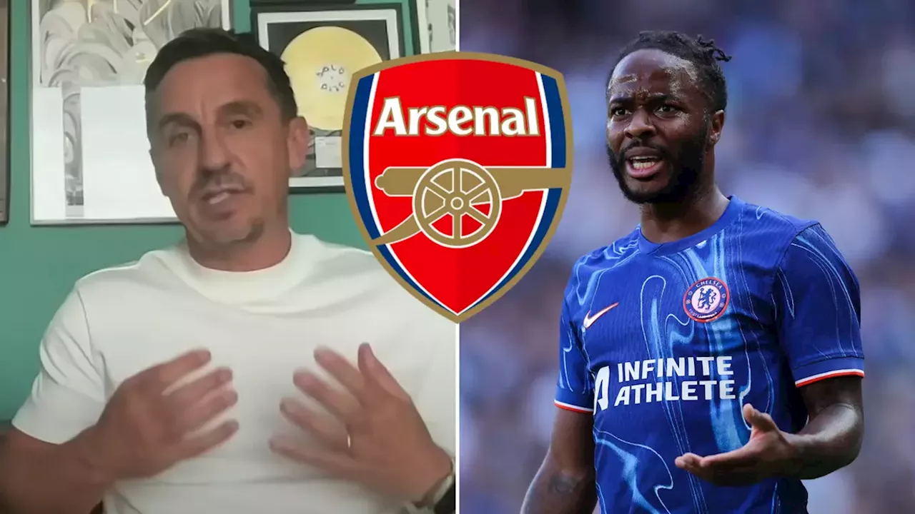 Gary Neville sends major warning to Mikel Arteta after hearing Raheem Sterling could join Arsenal