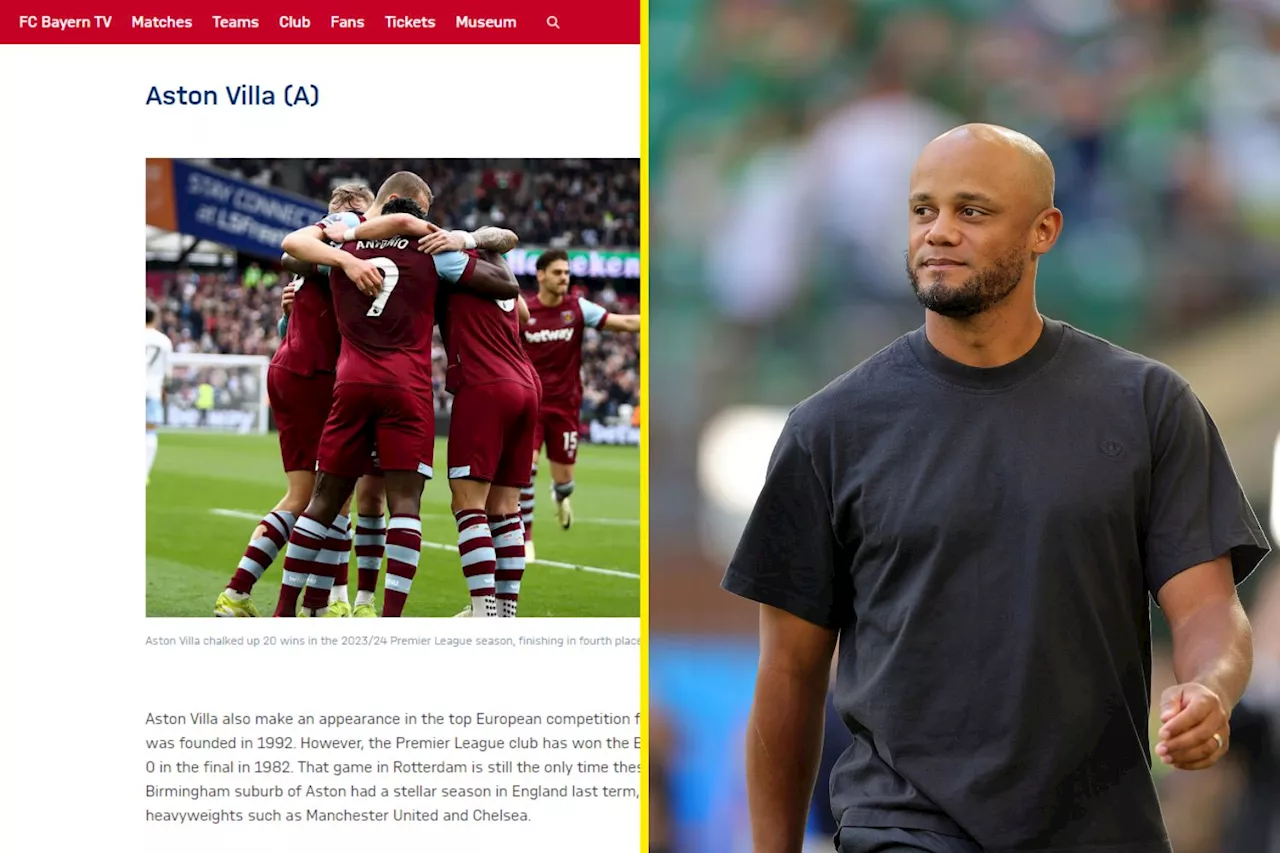 Bayern Munich make awkward mistake when explaining Aston Villa to their fans after Champions League draw...