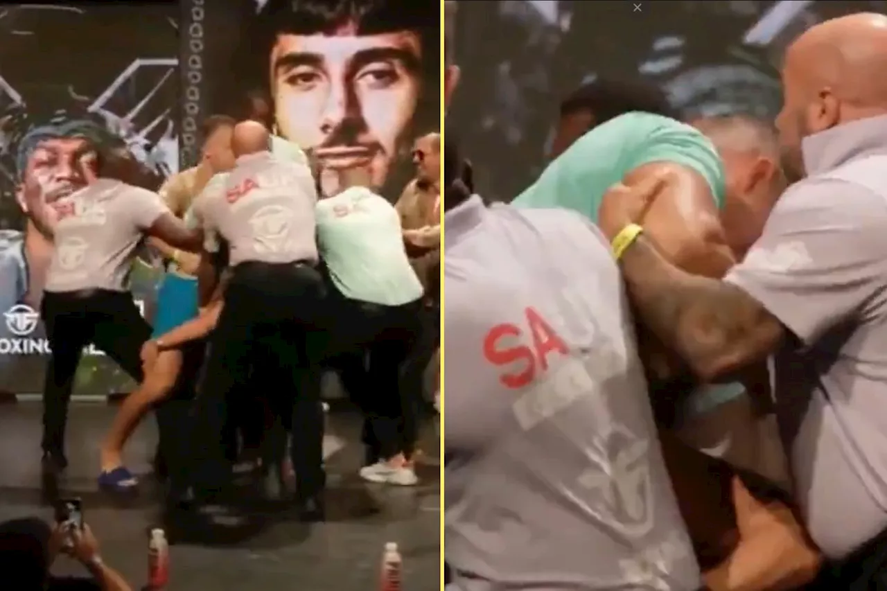 Misfits Boxing weigh-in descends into chaos as HS Tikky Tokky headbutts Love Island star...