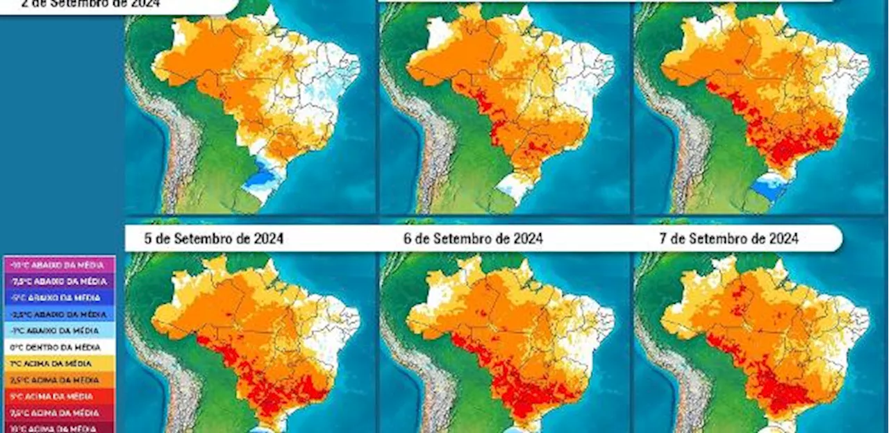 Mancha vermelha: veja como onda de calor vai atingir o Brasil dia por dia