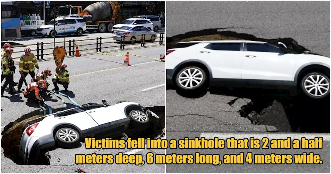 Sinkhole Opens Up on Road in Korea and Swallows Entire SUV With Elderly Couple Inside