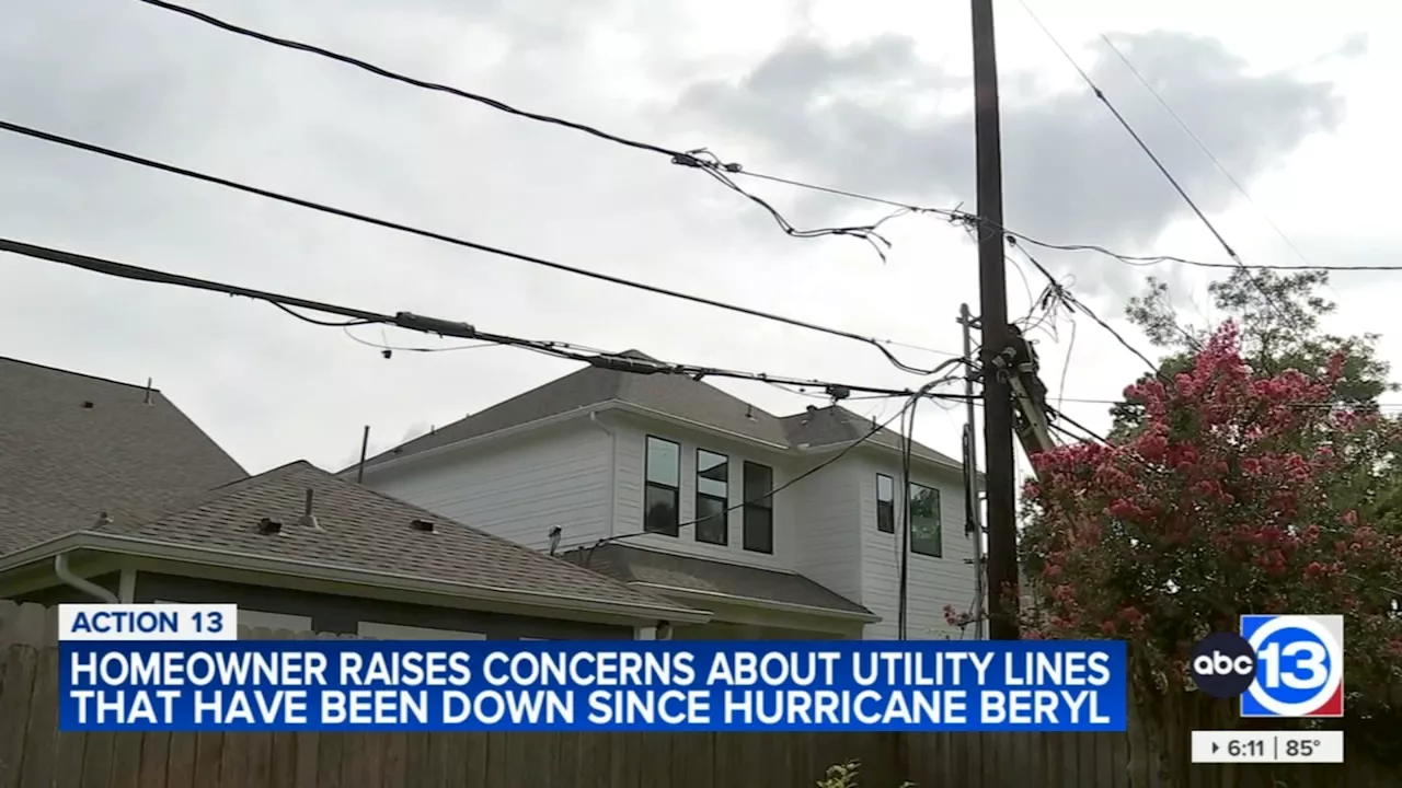 Homeowner raises concerns after dangling utility line resolved since Hurricane Beryl