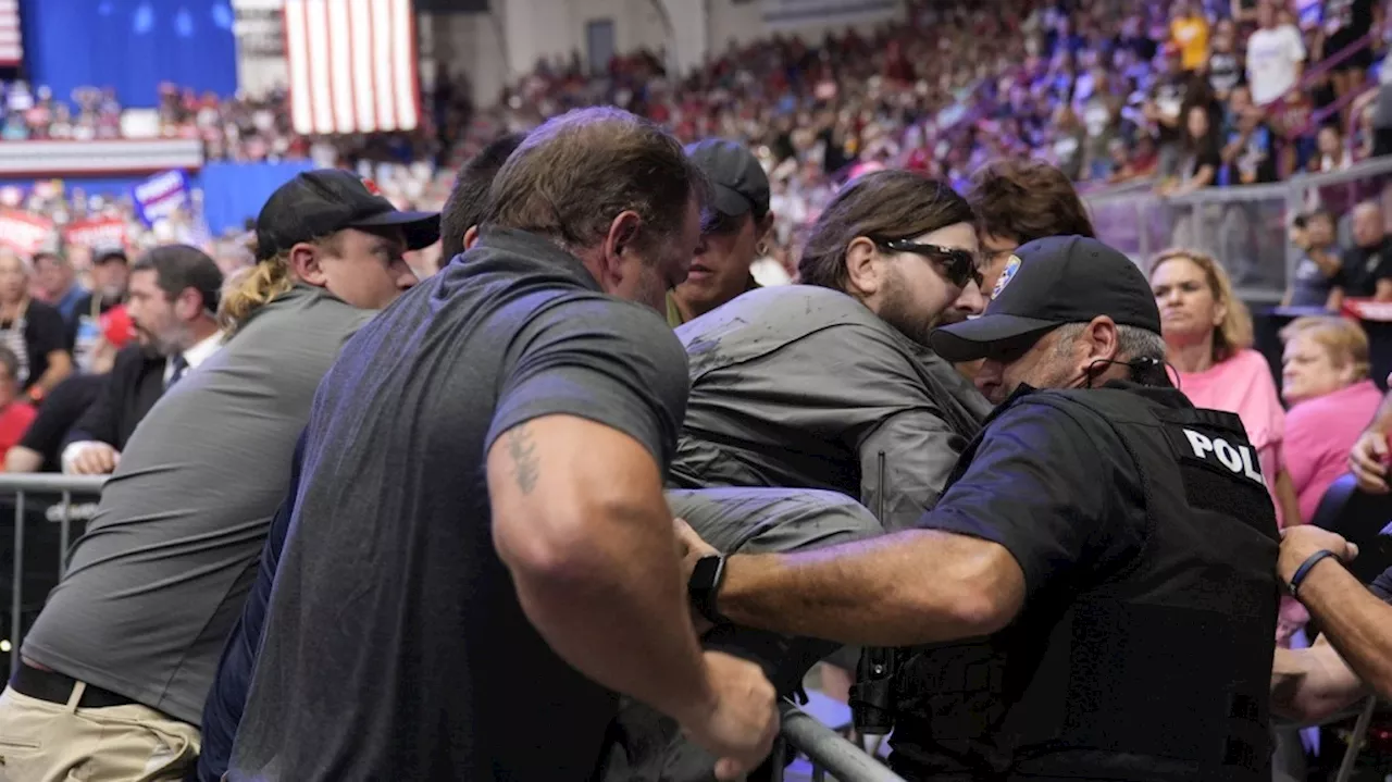 Police use Taser to subdue man who stormed media area of Trump rally in Pennsylvania