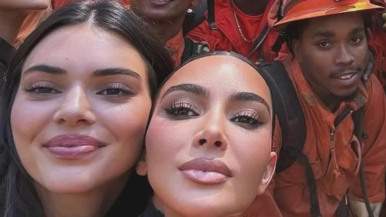 Kim Kardashian and Kendall Jenner visit and take selfies with incarcerated firefighters at fire...