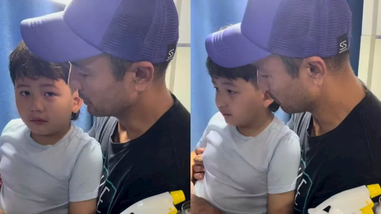 Derek Ramsay comforts Elias during blood test