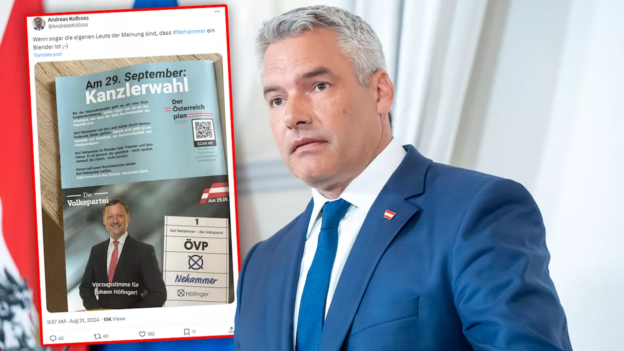  Panne: ÖVP-Kandidat bezeichnet Nehammer als 'Blender'