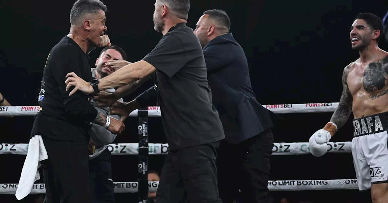 Hermano de boxeador australiano golpea a entrenador de su rival tras pelea