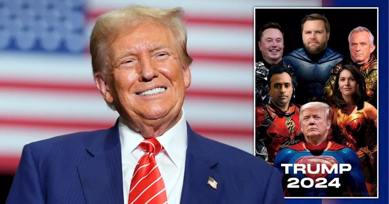 Trump posts poor photoshop job of himself and Elon Musk as superheroes