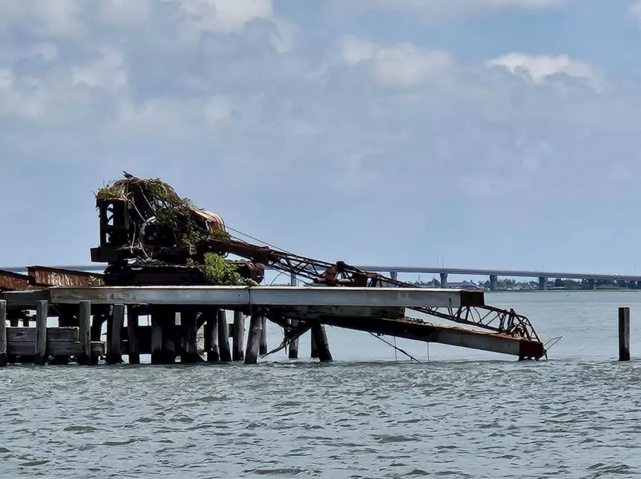 Why this rusty old crane is now sitting in the water at the Jersey Shore