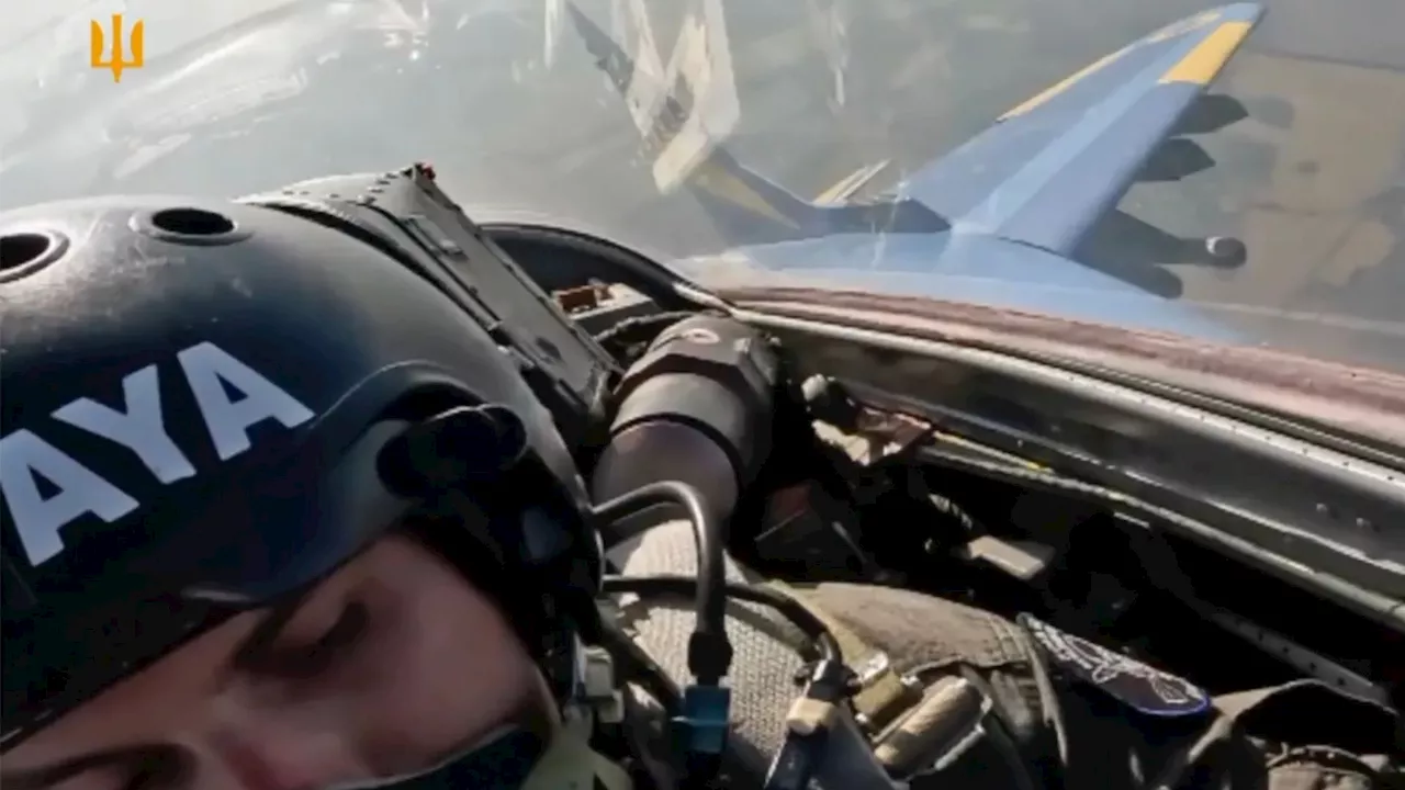 Watch moment Ukrainian Top Gun pilot unleashes US glide bombs from MiG fighter jet blowing up ANOTHER...