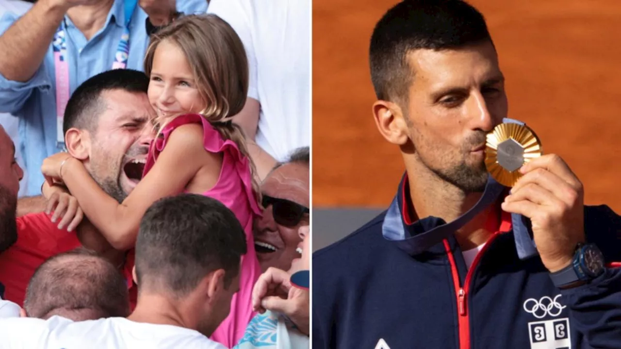 Novak Djokovic breaks down in daughter’s arms after completing Golden Slam with Olympic triumph