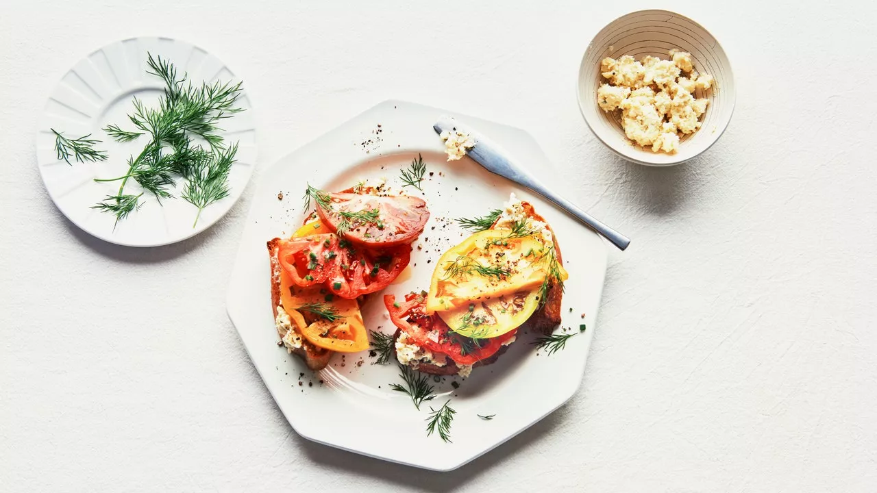 Tomato Toast With Blue Cheese Butter