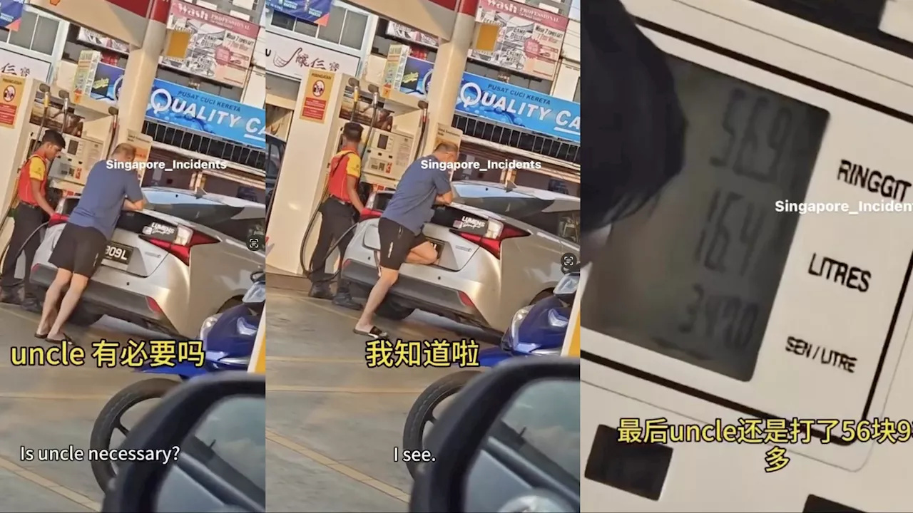 Another Singaporean uncle shakes his car at JB petrol station to pump in more petrol