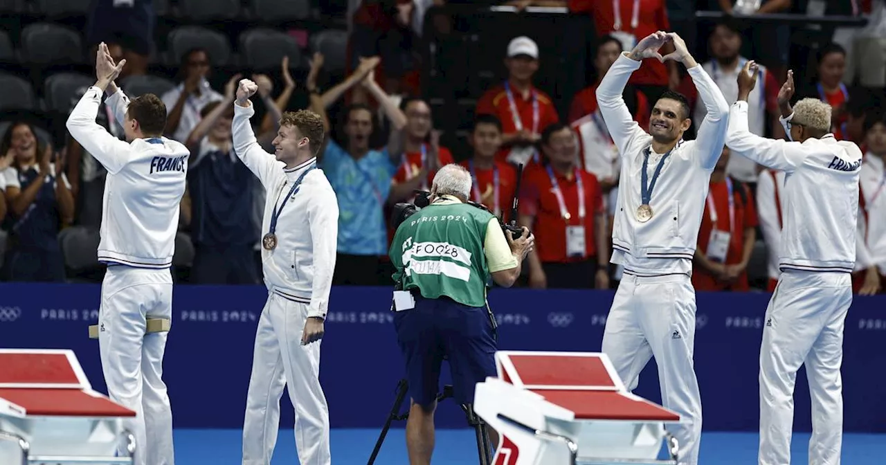 Natation : médaille de bronze pour le relais 4x100 emmené par Léon Marchand et Florent Manaudou