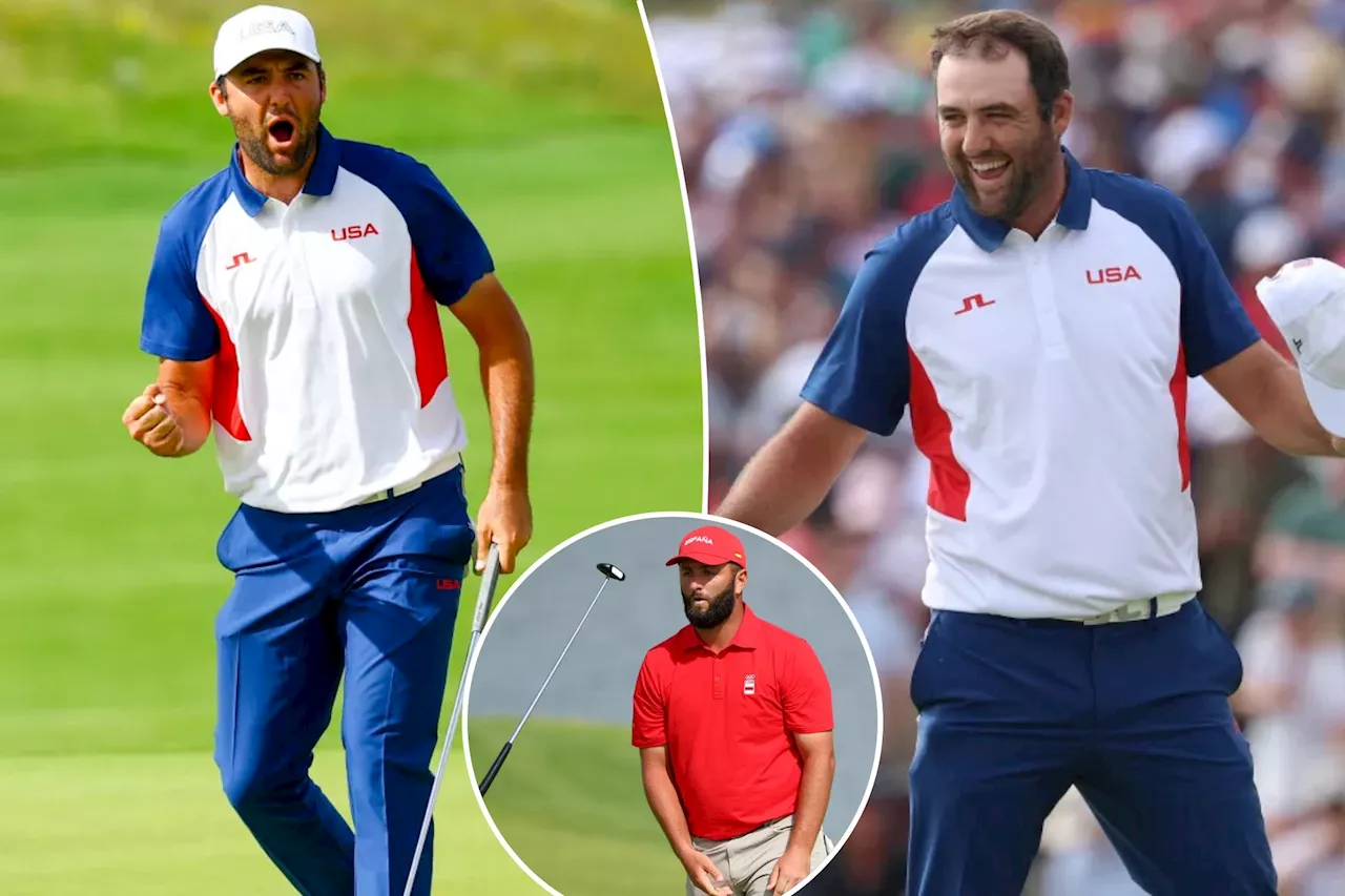 Scottie Scheffler shoots 62 to win Olympic gold in wild final round as Jon Rahm collapses