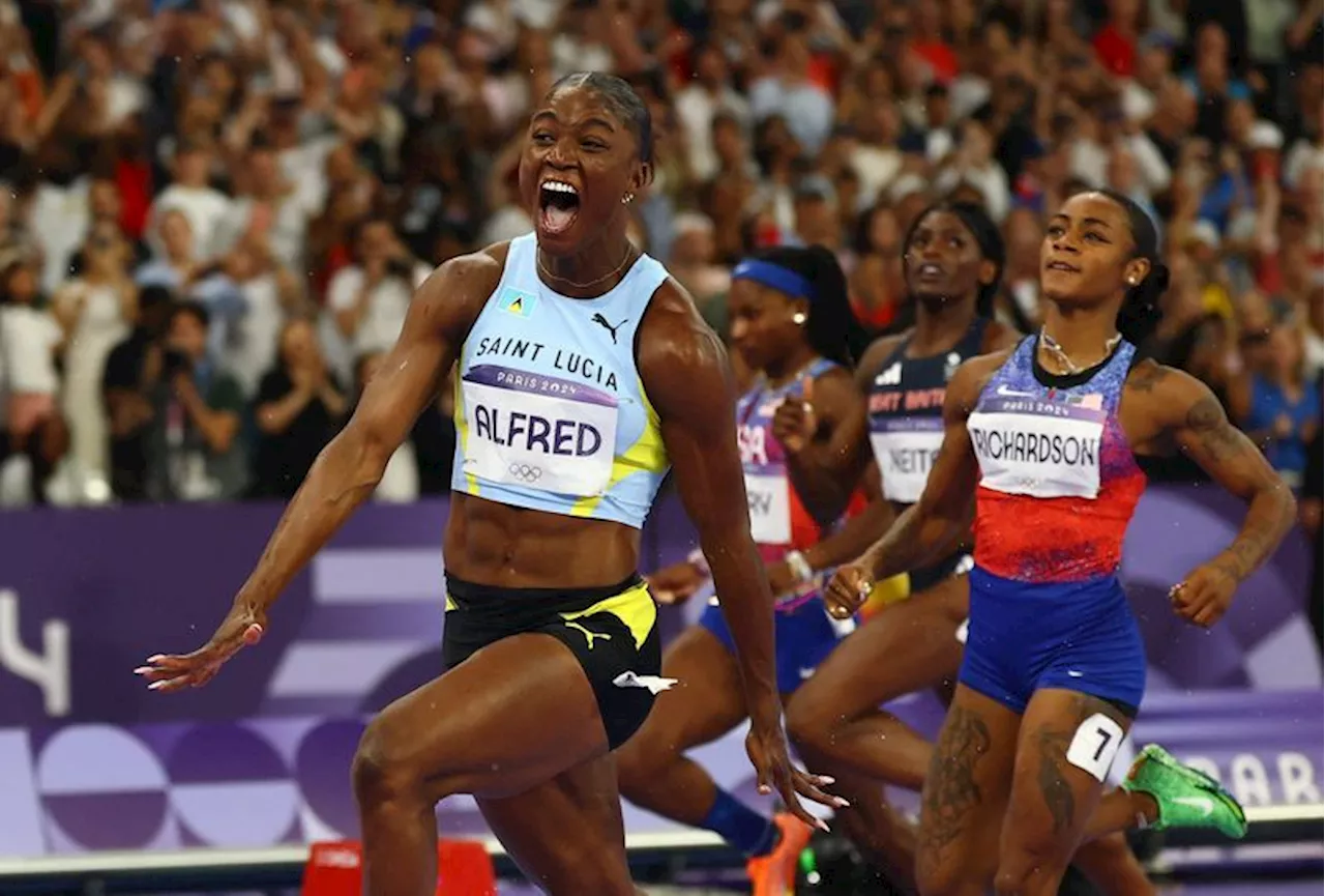 Olympics-Athletics-Saint Lucia's Alfred wins superb 100 metres gold