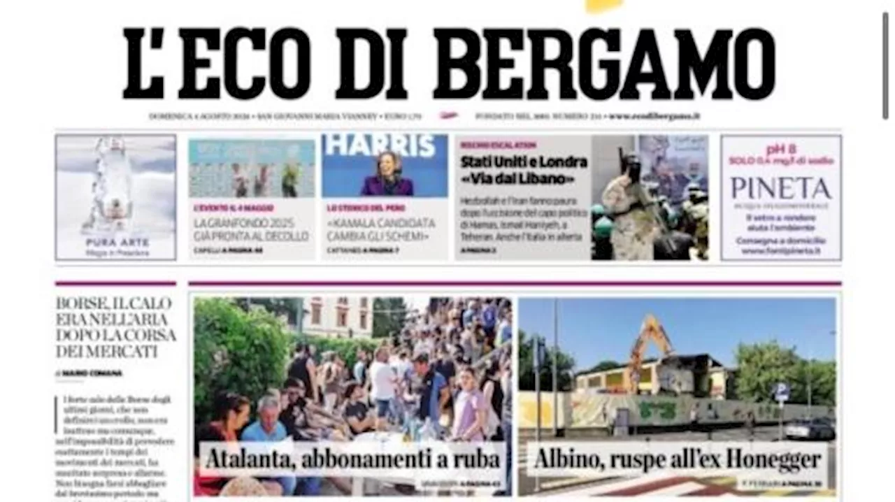 L'Eco di Bergamo: 'Atalanta, prove di Serie A. Al Tardini è l'ora di Zaniolo'