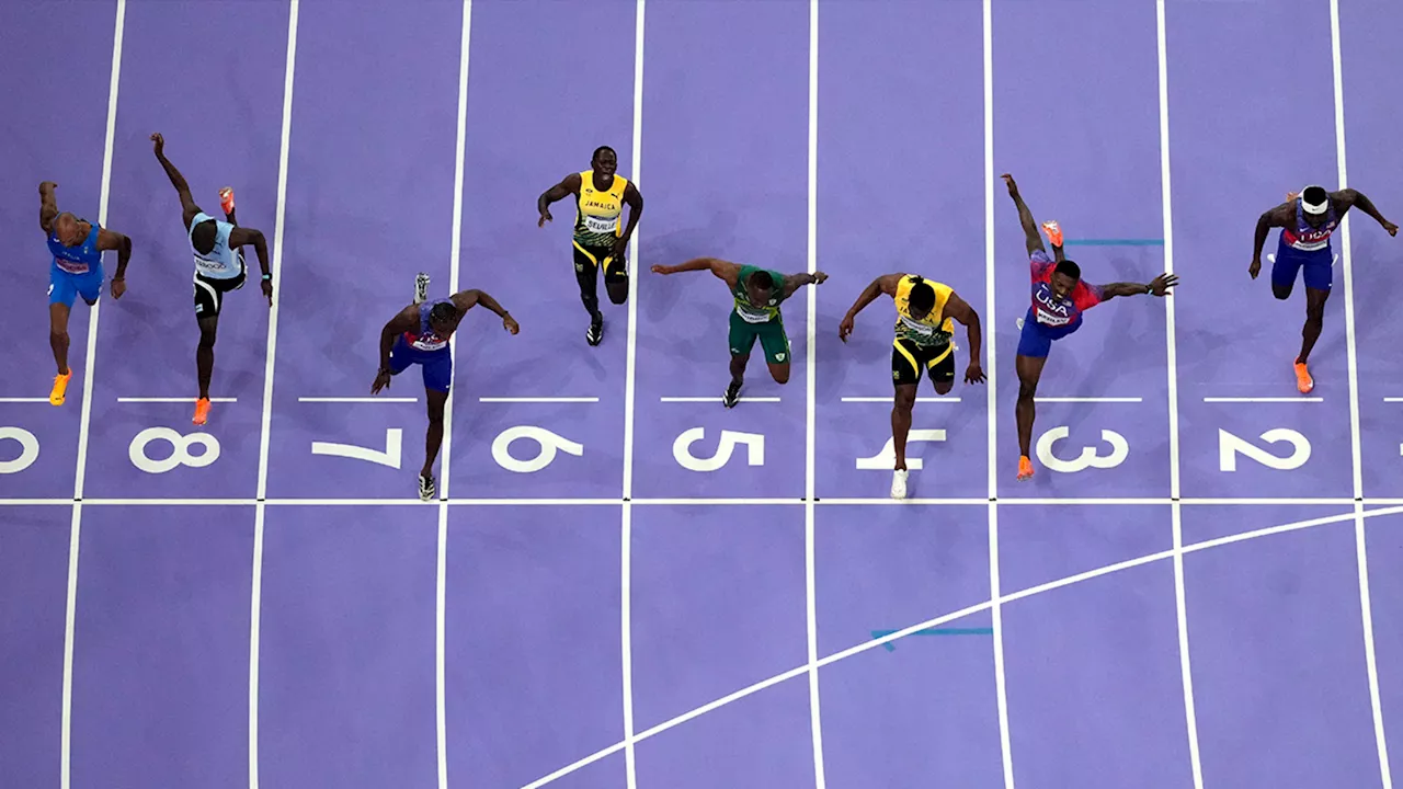 Noah Lyles wins a historically close Olympic 100-meter sprint by five-thousandths of a second