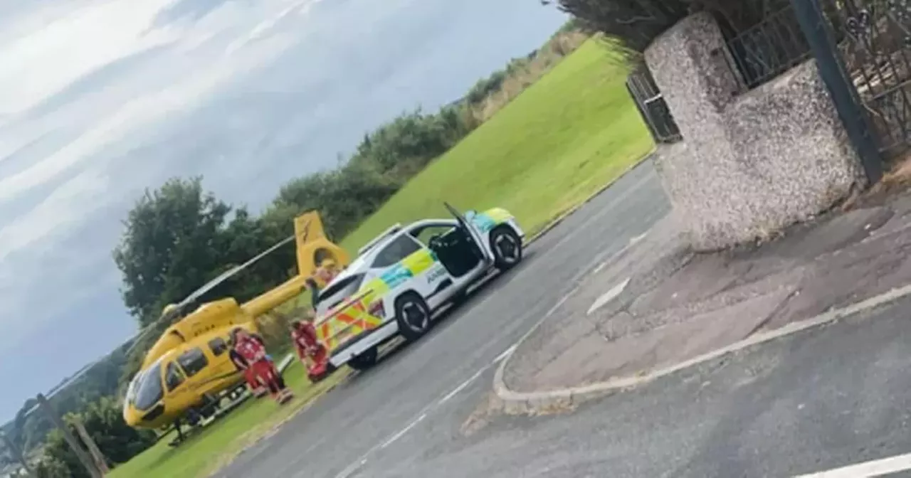 Biker airlifted to hospital with serious injuries after crash on Scots road