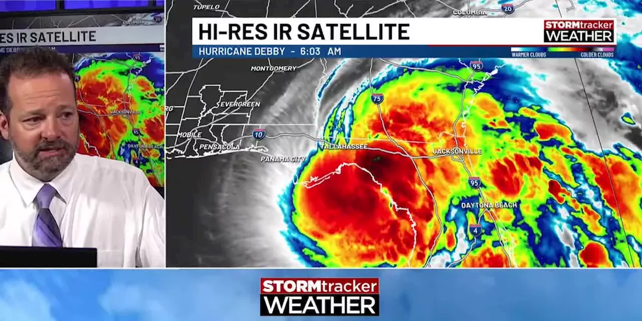 Debby made landfall south of Tallahassee and is now tracking inland