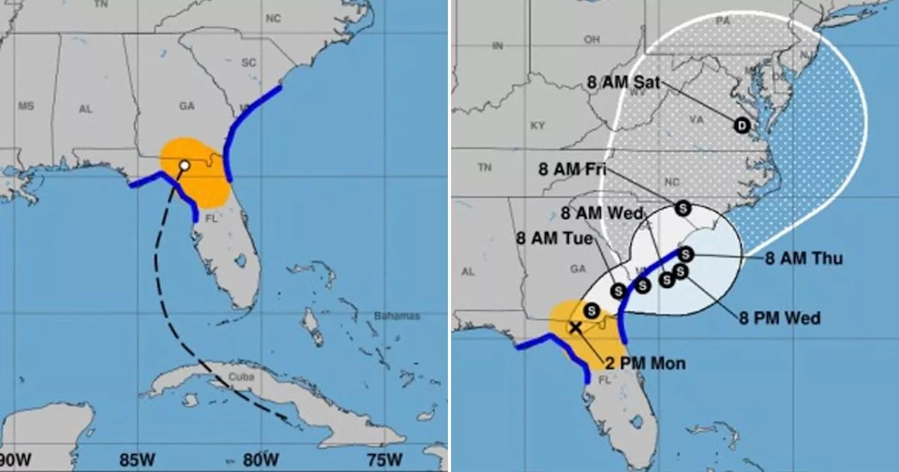 Map shows Hurricane Debby making landfall in Florida and its path