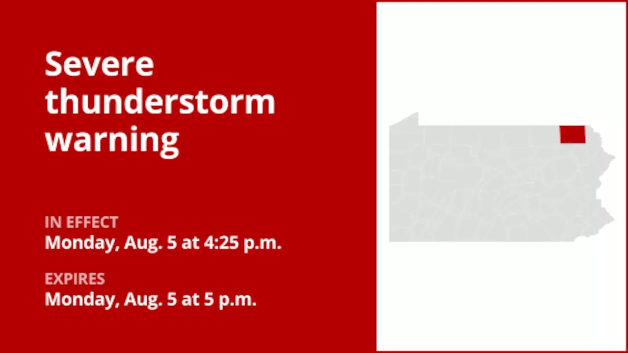 Update: Look for damaging winds and penny-sized hail with thunderstorms in Susquehanna County Monday