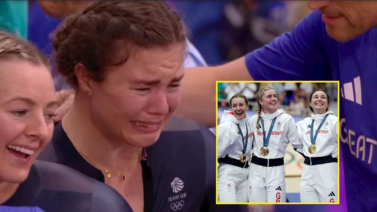 Emotional Team GB star dedicates gold medal to dad as women’s sprint team smash world record...