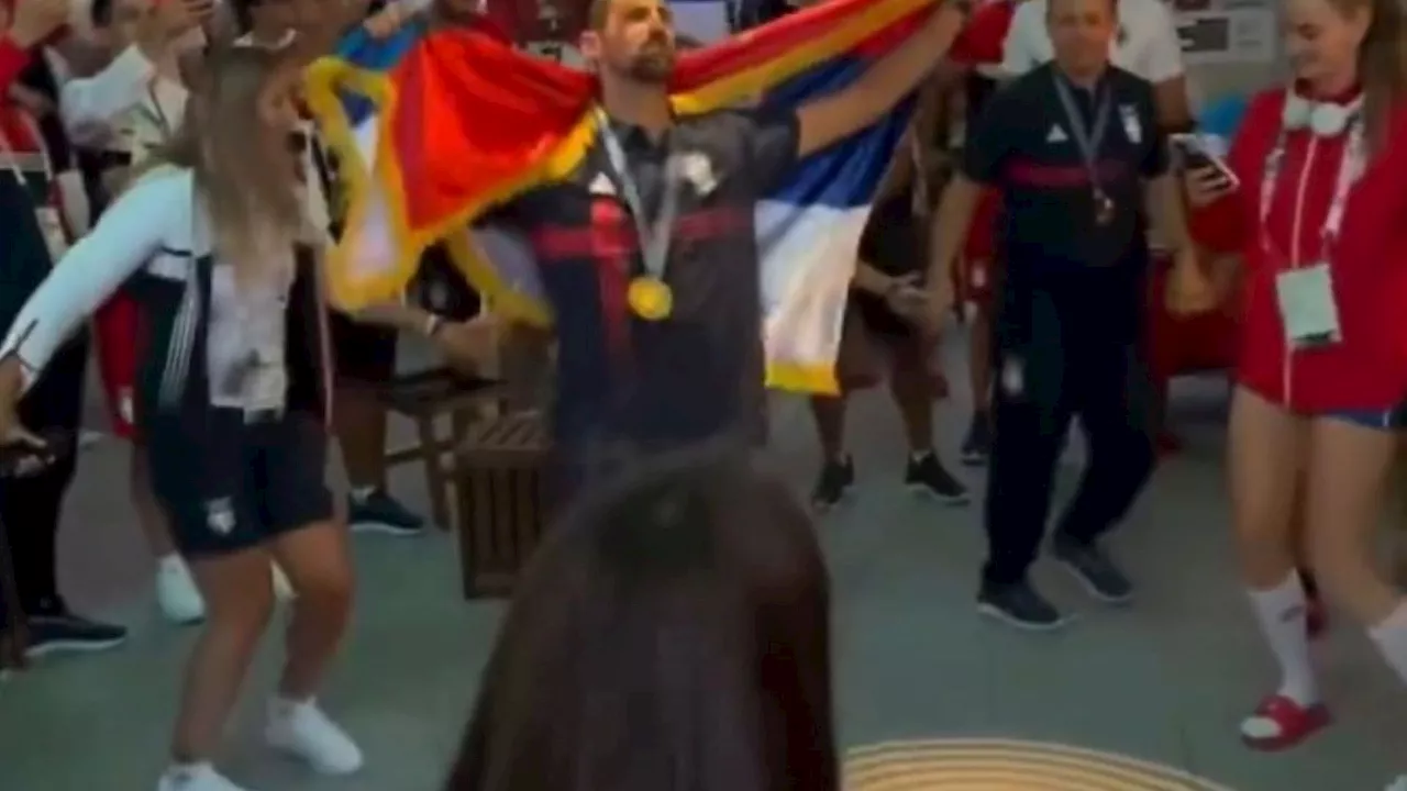 Novak Djokovic keeps promise to celebrate Olympic gold in style as he dances in athlete village...