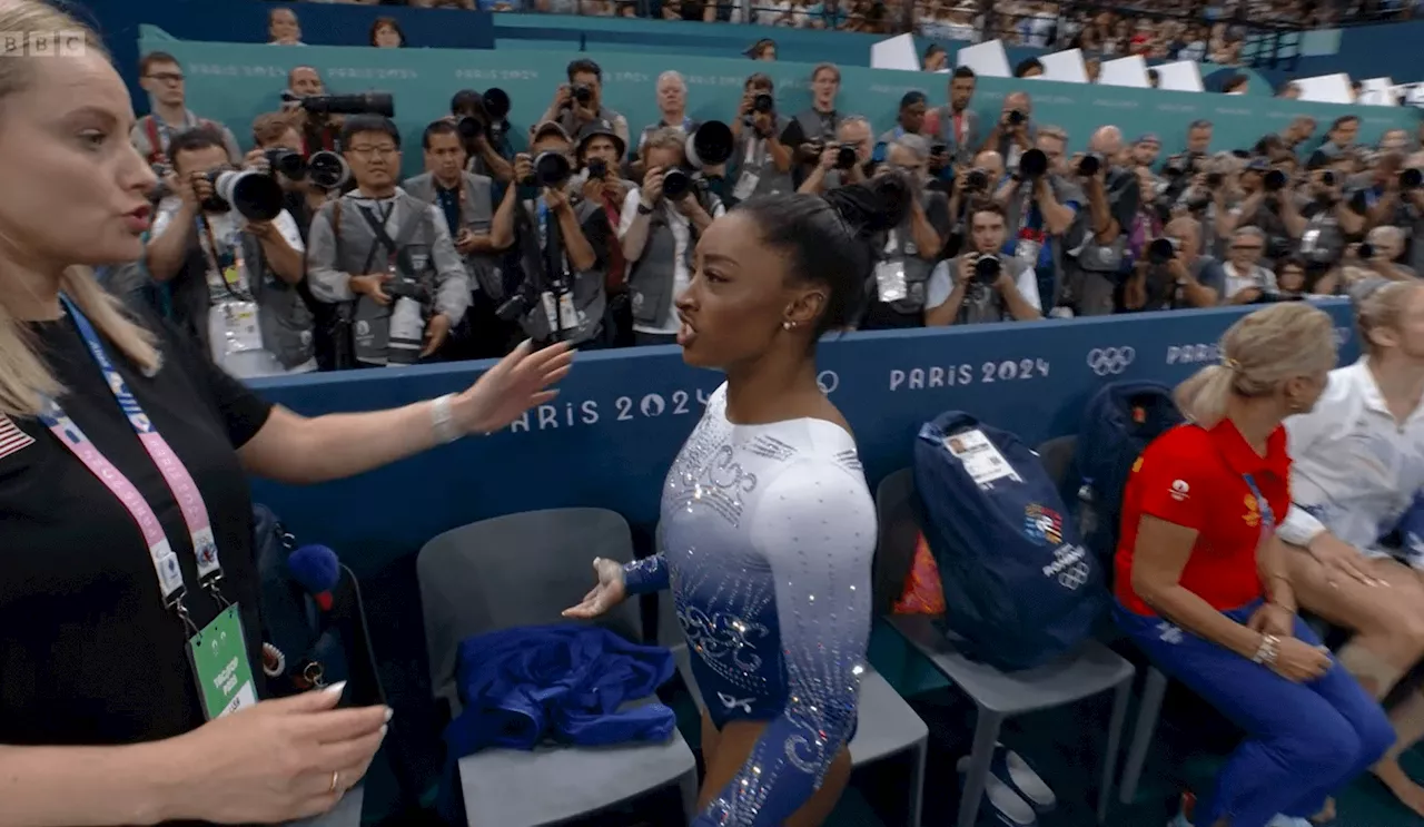 – Simone Biles fumes at crowd and judges after being denied attempt for historic fifth Olym...