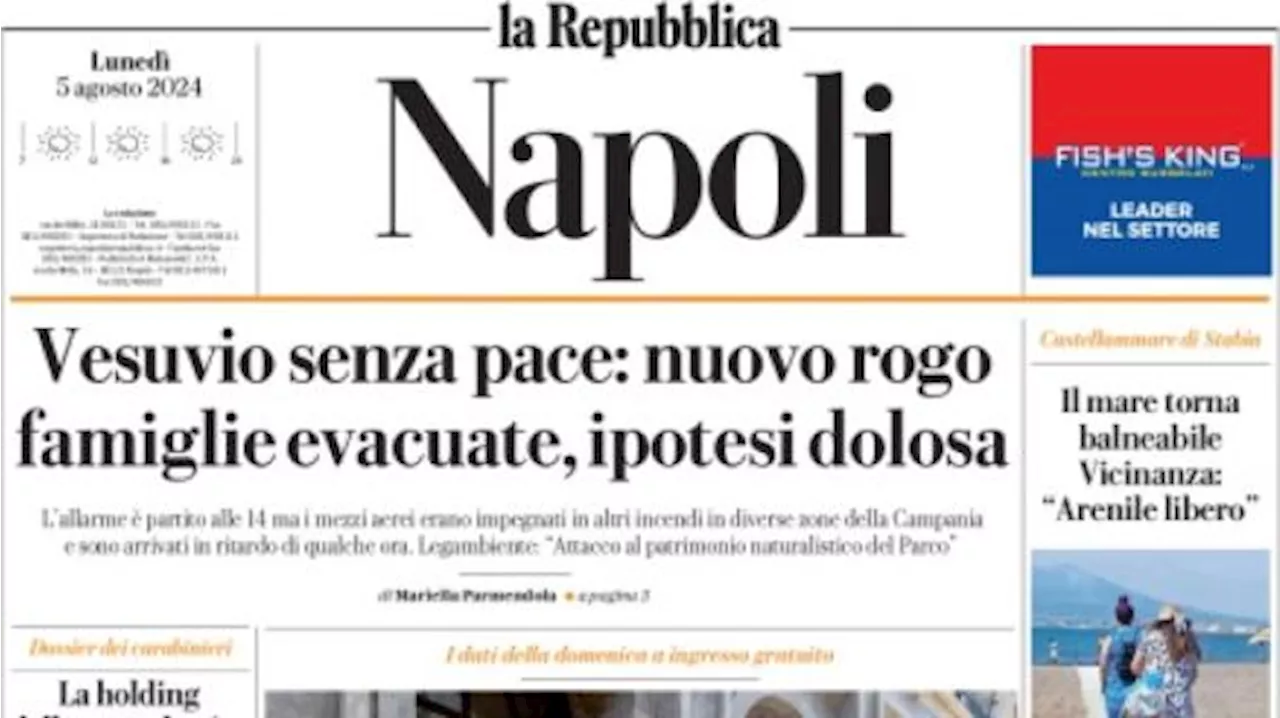 L'apertura de La Repubblica (Napoli): 'Il diktat di Conte: subito Lukaku per l'attacco'