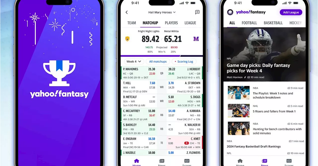 Yahoo Fantasy Sports app: a new design and new content for football fans