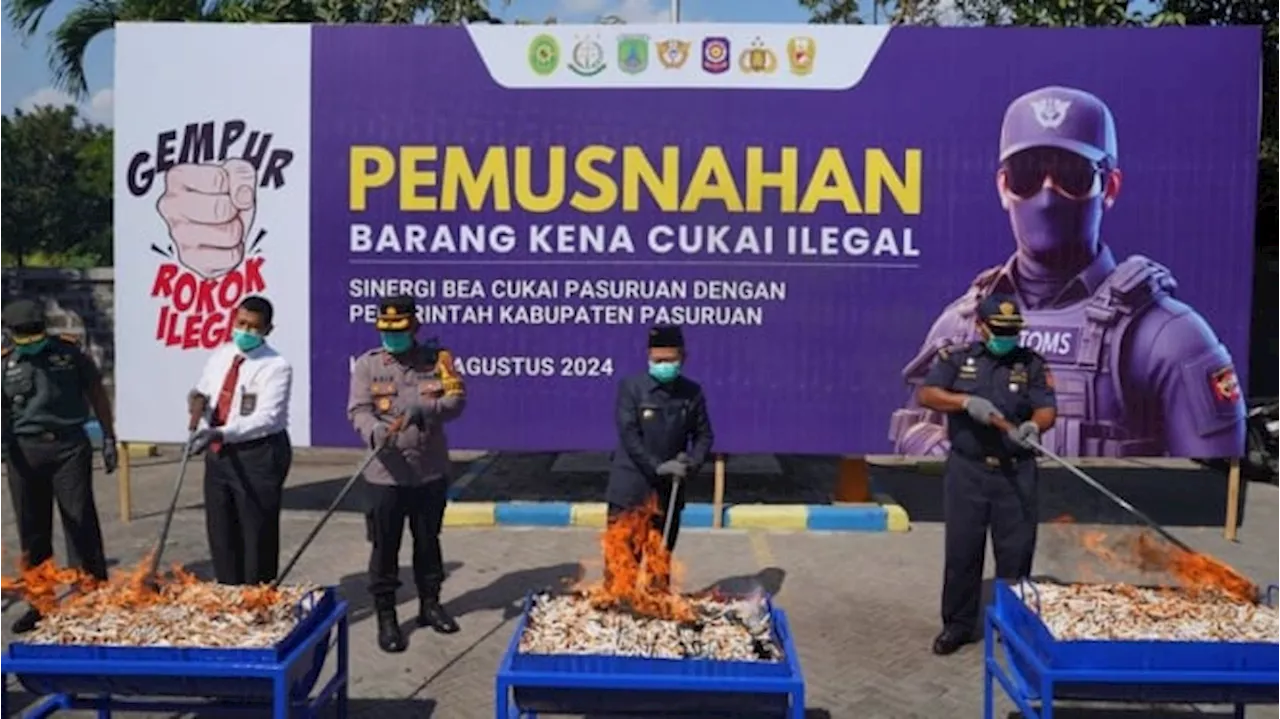 Bea Cukai dan Pemkab Pasuruan Musnahkan Rokok, Tembakau Iris, Hingga Miras Ilegal Hasil Penindakan