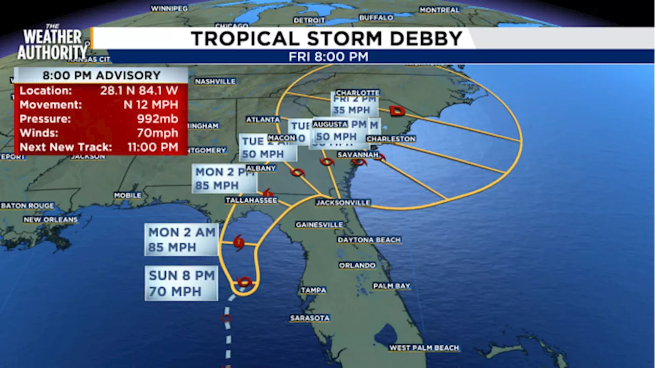 Hurricane Debby forms in the Gulf, heads toward Big Bend