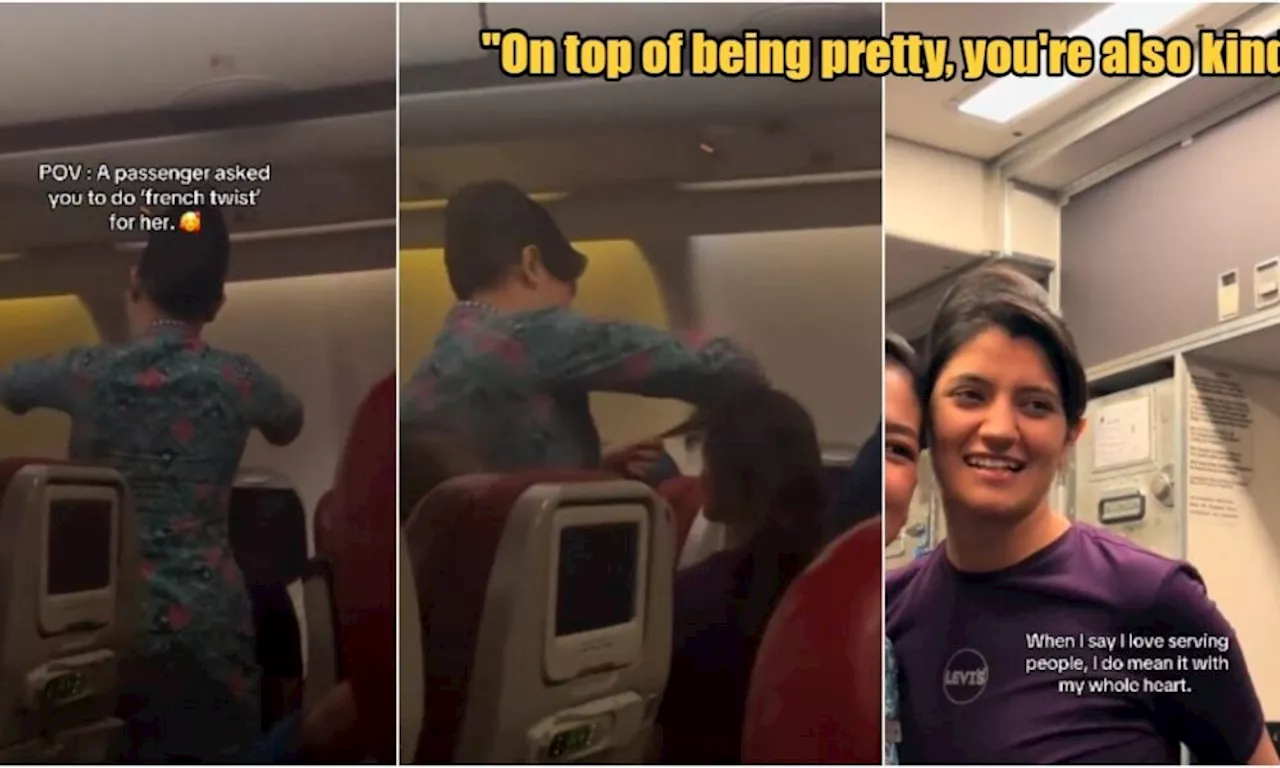 M'sian Flight Attendant Praised for Creating Wholesome Moment by Doing 'French Twist' for Passenger