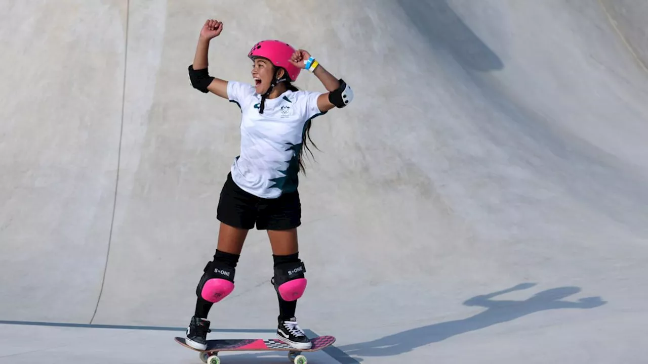 Skateboarder Arisa Trew, 14, wins historic Olympic gold medal in Paris