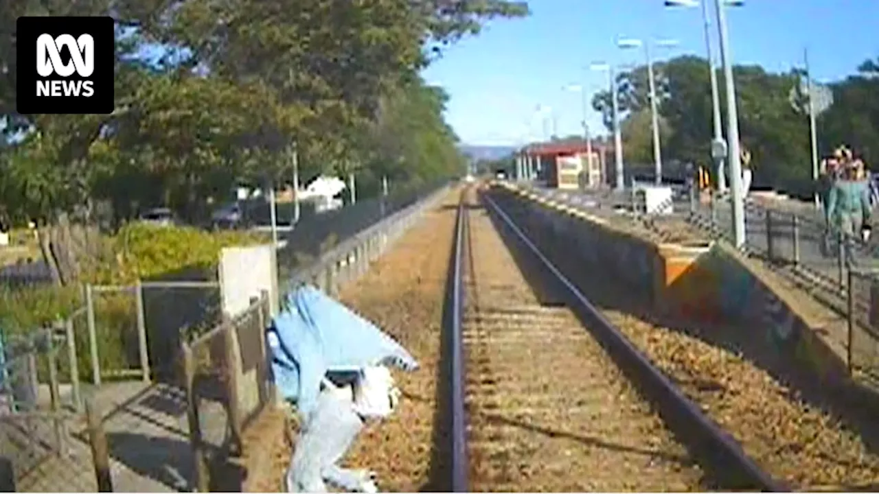 Train and tram videos show dangerous close calls involving pedestrians, as authorities warn about unsafe behaviour