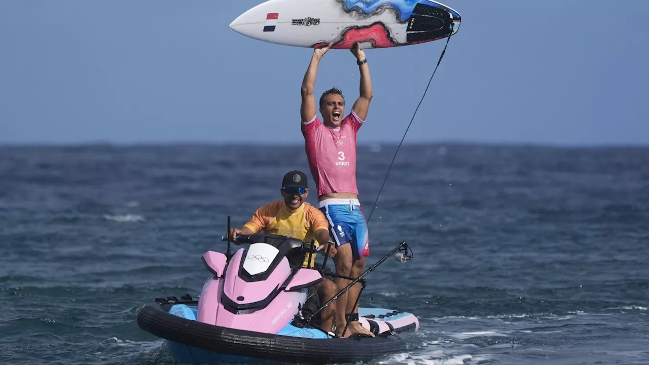 French Polynesian Kauli Vaast wins men's gold at Paris Olympics surfing competition in Tahiti