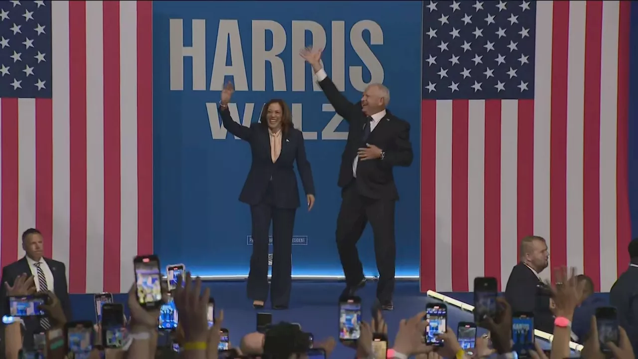 Kamala Harris e Tim Walz fazem primeiro comício nos EUA