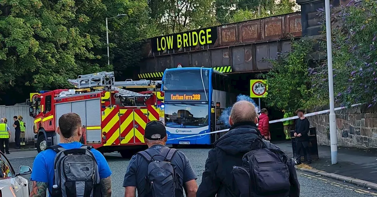 Traffic chaos as Stagecoach bus gets stuck under bridge