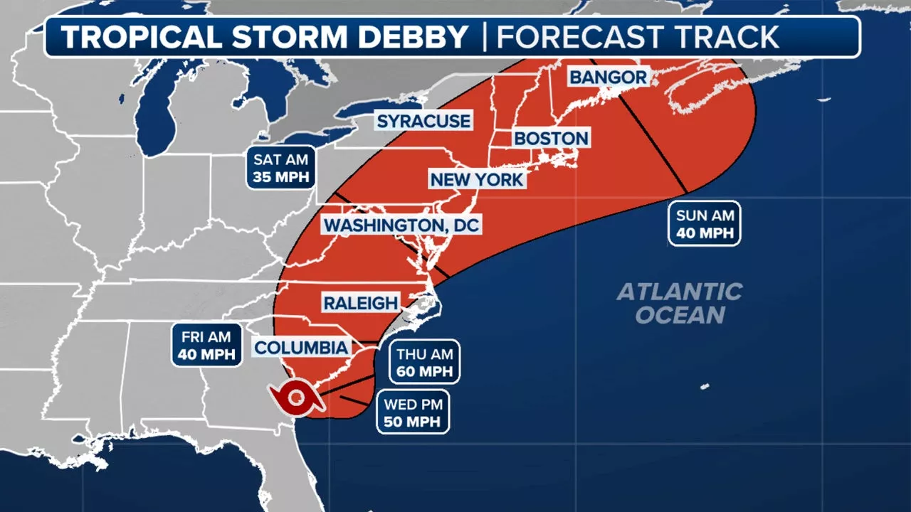 Tropical Storm Debby tracker: See when NYC could get soaked