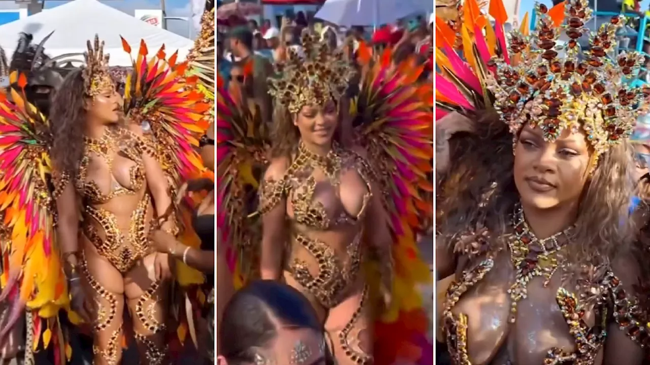 Rihanna, sensuale e scintillante: è la regina del Carnevale delle Barbados