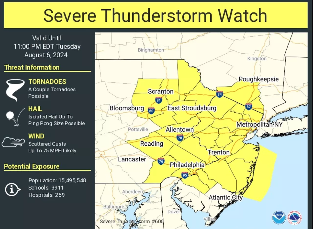 N.J. weather: Severe thunderstorm watch issued for strong storms fueled by Tropical Storm Debby