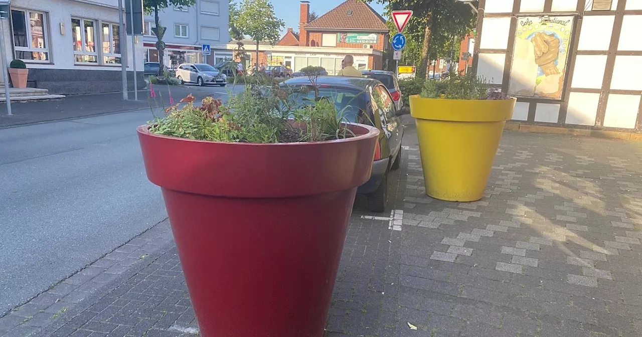 Blumenkübel blockieren Parkplätze im Kreis Gütersloh - im Netz kursieren schwere Vorwürfe