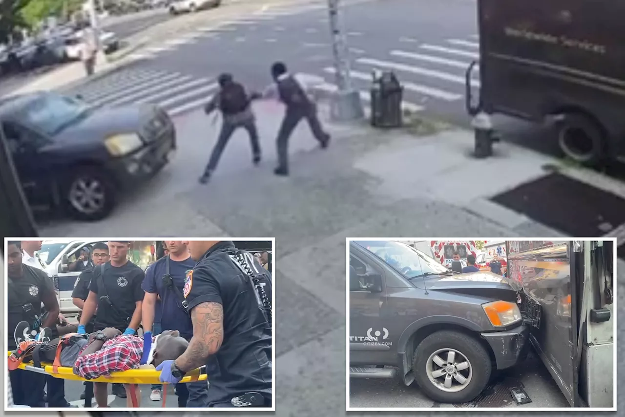 Video shows terrifying moment pickup truck plows into 2 men on NYC sidewalk