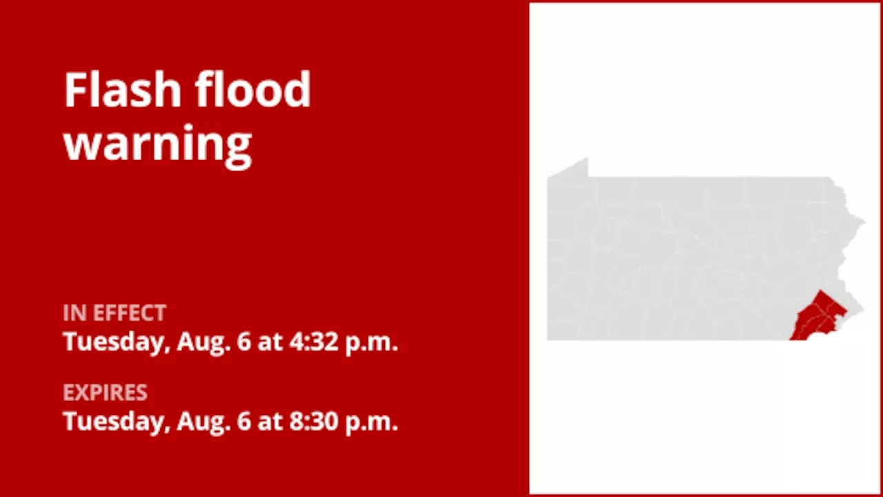 Flash flood warning issued for Southeast Pa. until Tuesday evening