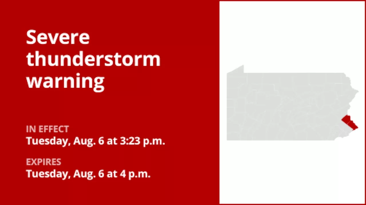 Update: Thunderstorms with penny-sized hail and damaging winds in Bucks County Tuesday