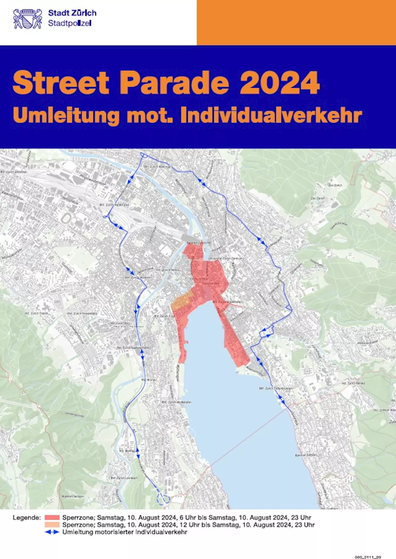 Stadt Zürich ZH: Verkehrsvorschriften Street Parade 2024